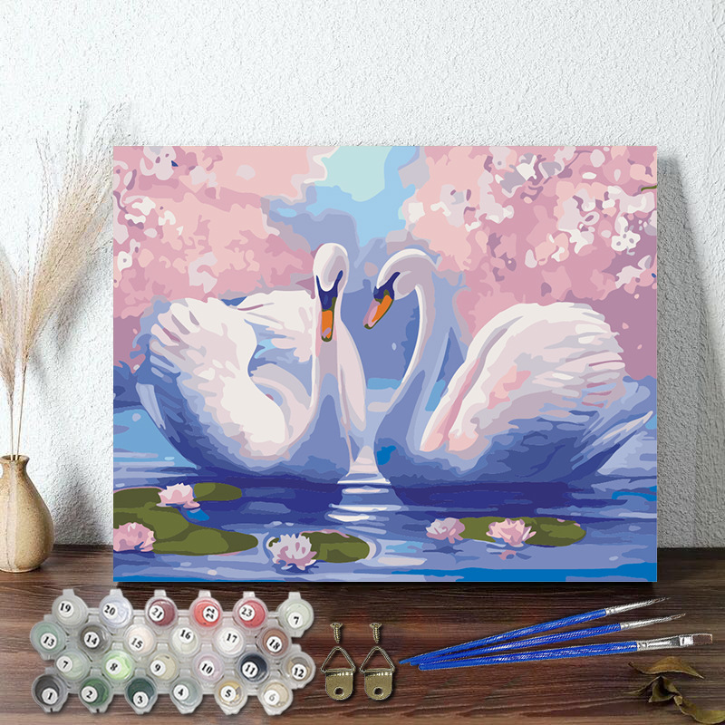 浪漫天鹅DIY数字油画