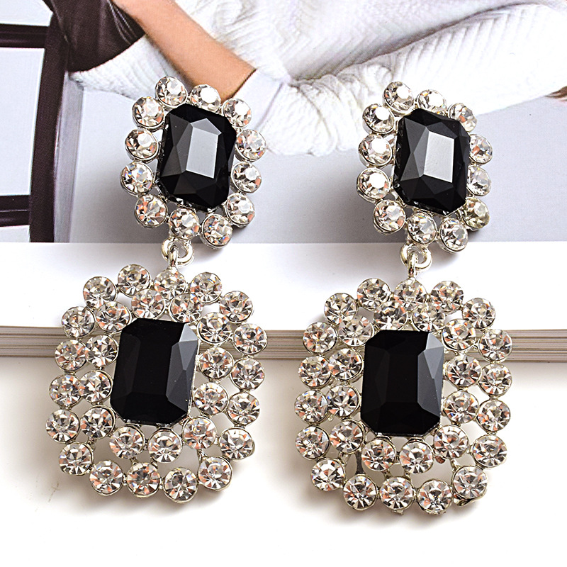 1 Pair Glam Luxurious Geometric Inlay Alloy Zircon Drop Earrings display picture 4