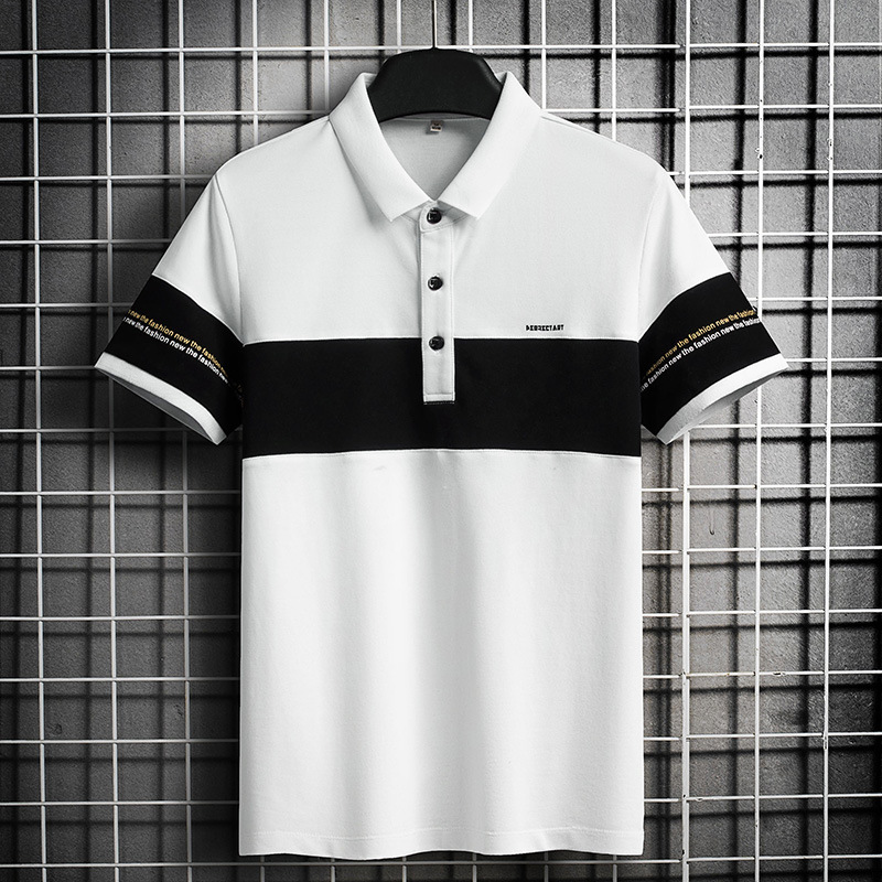 男士夏季polo衫条纹短袖新款韩版青年潮流T恤翻领百搭修身体恤衫|ru