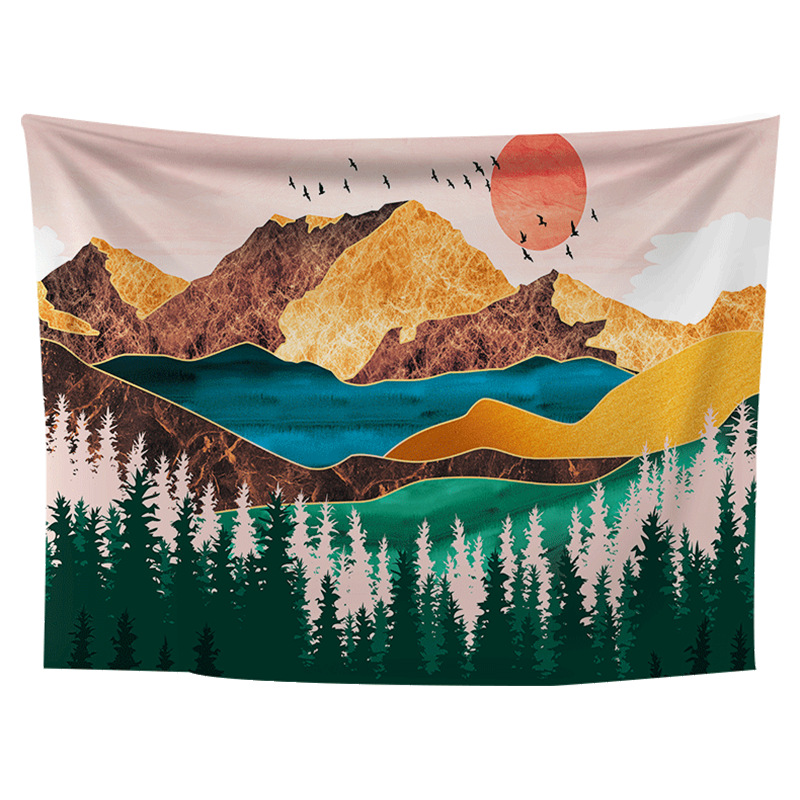 厂家直供DIY ins波西米亚曼陀罗风景森林骷颅头家居装饰挂布挂毯