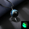 Starry sky, necklace, glossy pendant, with gem, European style