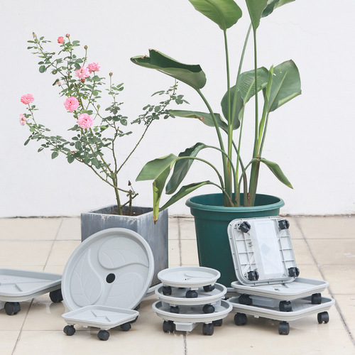 Square flowerpot tray universal wheel mobile chassis water tray plastic bottom bracket base roller wheel bracket wholesale