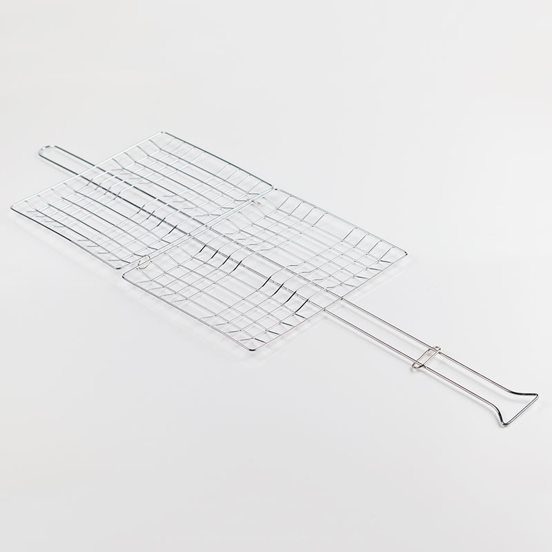 Directo de fábrica de acero inoxidable Red de barbacoa clip de pescado a la parrilla de alambre doble clip de pescado clip de pan Red de barbacoa