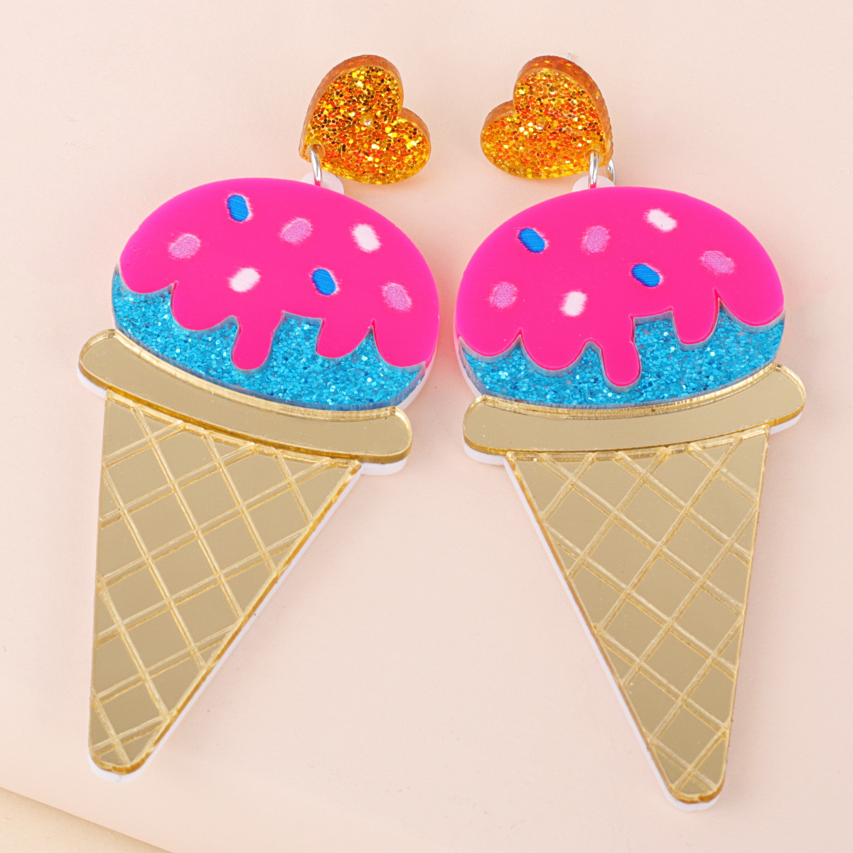Cone Exaggerated Ice Cream Earrings display picture 4