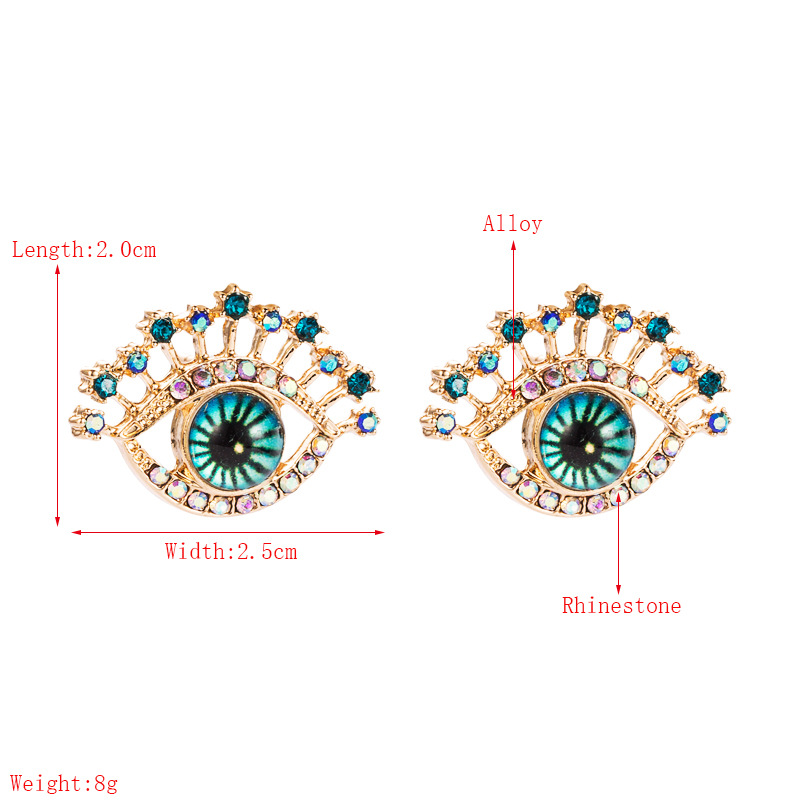 Pendientes Retro De Diamantes De Aleación De Ojo De Diablo Azul De Moda display picture 1