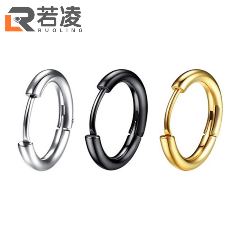 Kris Same item Titanium Earrings stainless steel Hoop Trendsetter Jewelry men and women Versatile jewelry personality Round wire Earrings