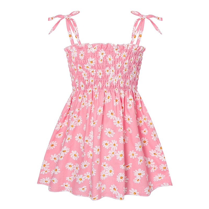Summer Beach Children's Princess Dress Girls Pure Color Printed Cotton Sling Skirt Dress Children's Skirt Lady Dress