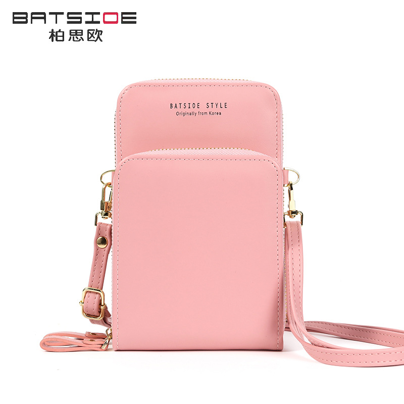 BATSIOE lady wallet Dual zippers Korean Edition fashion capacity Messenger Mobile phone bag soft Versatile girl student