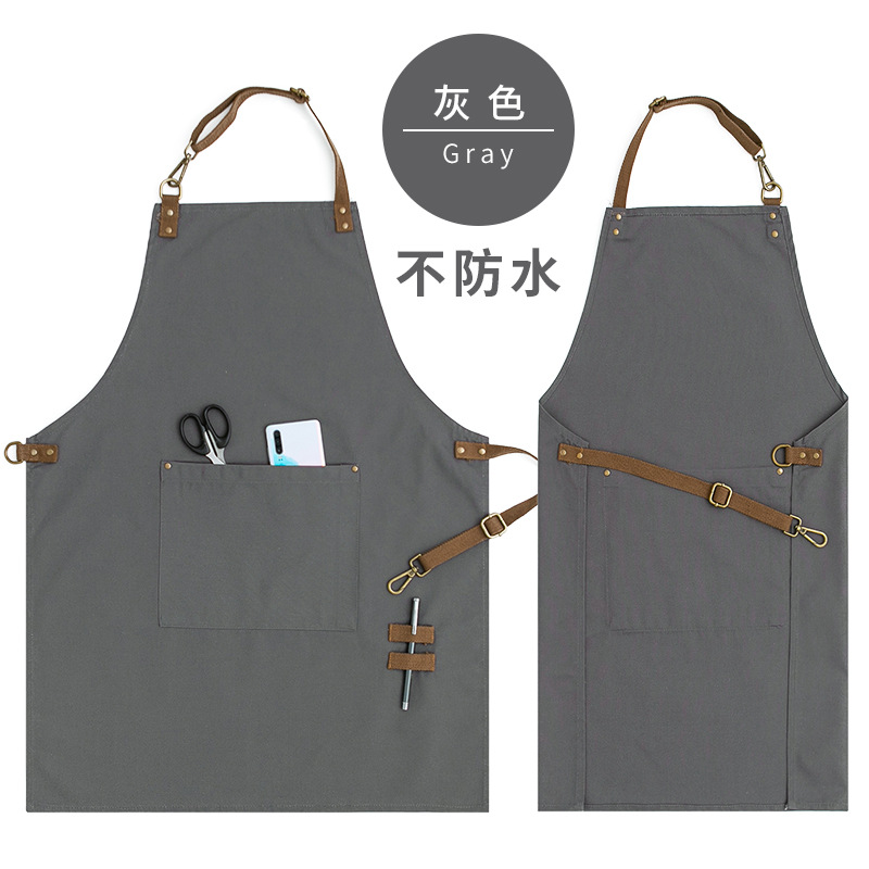 Delantal Denim lienzo impreso logotipo impresión cafetería camarero ropa de trabajo cintura anti-fouling resistente a las manchas resistente al desgaste