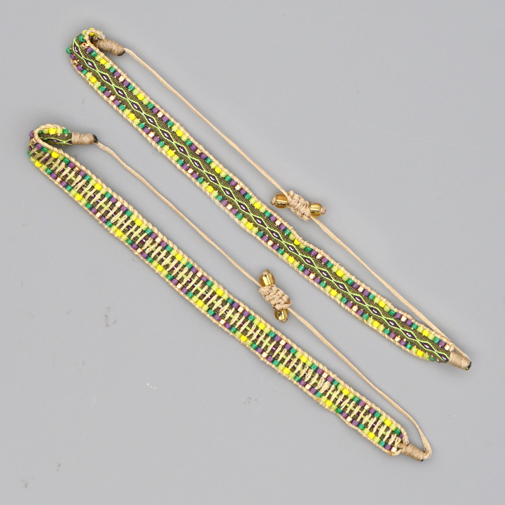 Rice Bead Weaving Bohemian Style Retro Ethnic Style Pattern Ribbon Bracelet display picture 36