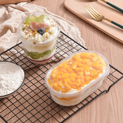 壹次性飽飽碗 波波杯透明千層慕斯蛋糕盒水果撈盒甜品烘焙打包盒