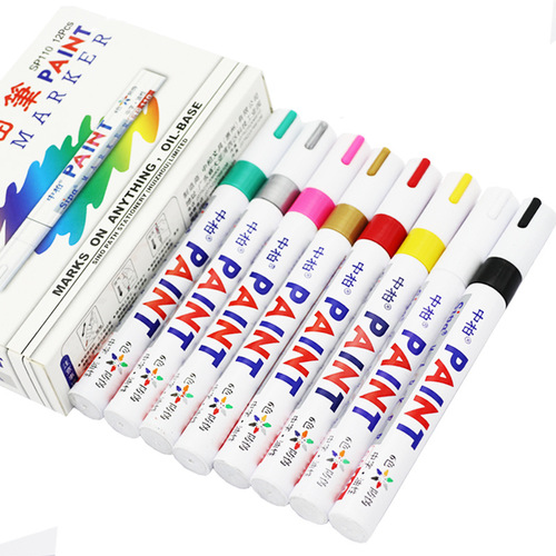 Zhangbo Paint Pen SP-110 White Permanent Marker Waterproof Non-Fading Green Metal Touch-up Pen DIY Tire Pen
