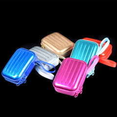 New creative brushed zipper square tinplate coin purse data cable storage bag simple object storage box