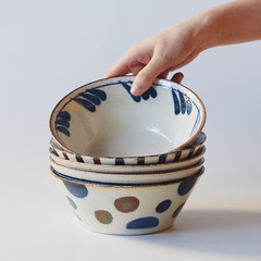 PiXi Soup Bowl, Western Wood Rain Japanese Imported Fruit Salad Bowl Home Hotel Tableware Ceramic Large Bowl