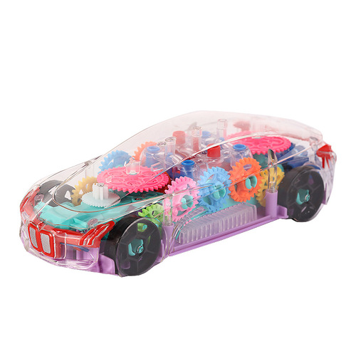  New Creative Electric Transparent Gear Car Mini Scooter Car Model Children's Music Toy Wholesale
