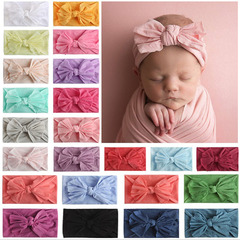 Soft Nylon Stockings Children Wide Headband Single Layer Bow Tie Children Baby Headband 23 Colors