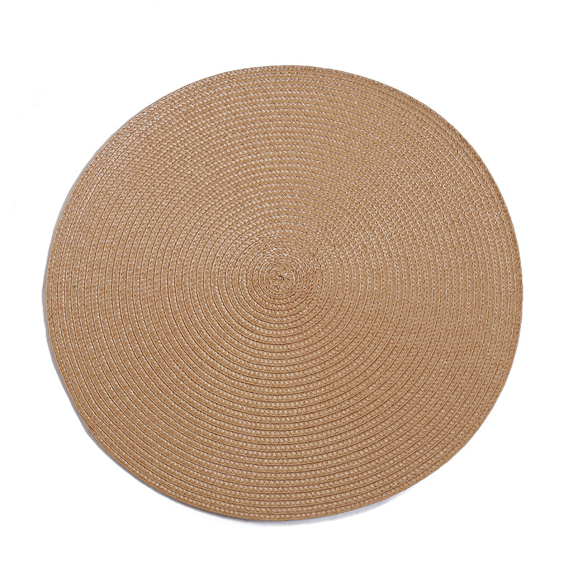 Wholesale of Japanese-style colored woven table MATS, PP eco-friendly round Western placemats, heat-insulating, waterproof and mold-proof tablecloth coasters detail image 17