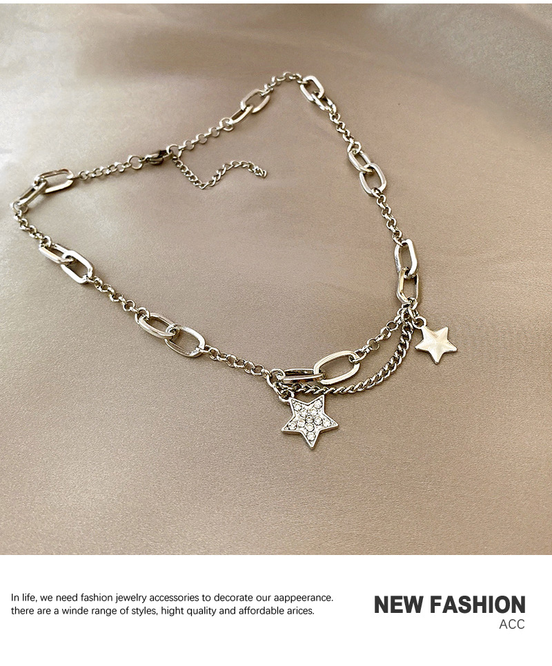 Korean Five-pointed Star Pendant Titanium Steel Necklace Wholesale Nihaojewelry display picture 6