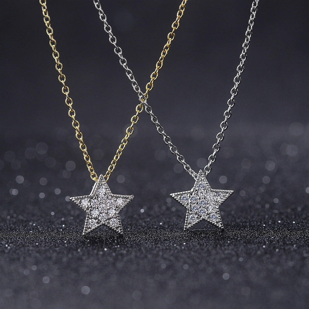 Simple Style Star Copper Inlay Zircon Pendant Necklace display picture 5
