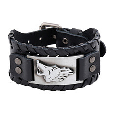 Retro Menu0027s Leather Bracelet Domineering Warrior Shield Braided Bracelet