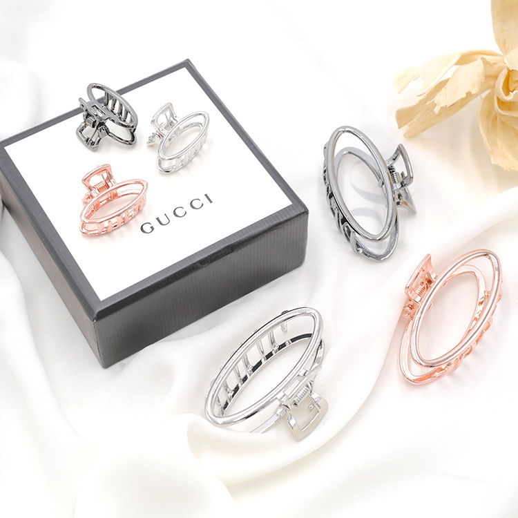 欧美跨境爆卖发饰金属合金发夹中号迷你抓夹椭圆几何头饰复古日韩|ms