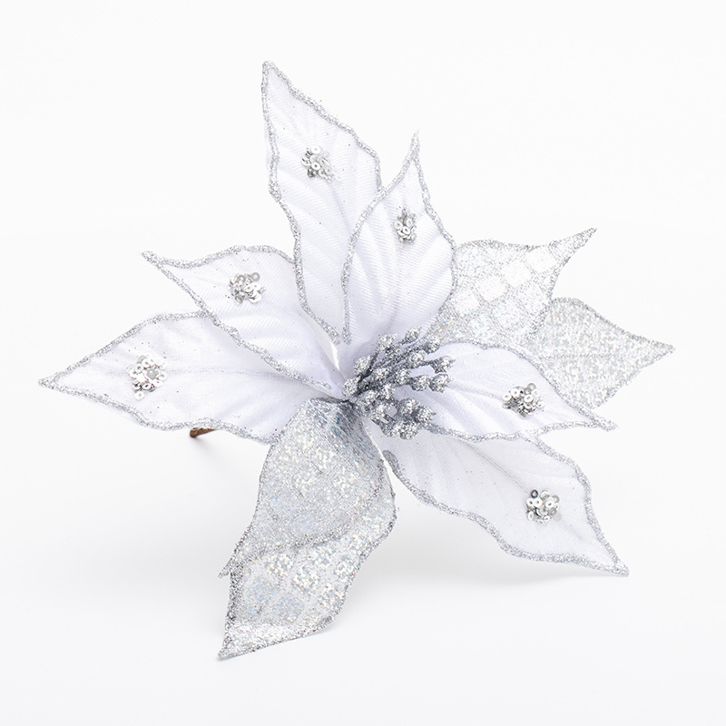 30cm gran flor de Navidad oro plata rojo decoración de Navidad corolla de flores de caña simulación decoración de flores falsas