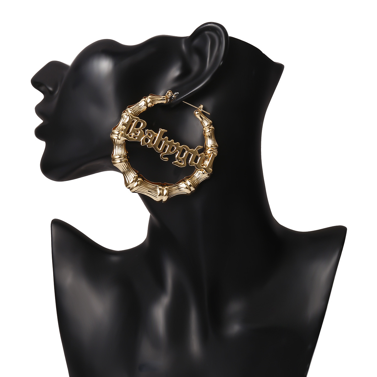 32g Weight No Inlaid Inlay Material Earrings, Ear Studs Classification Travel Occasion Alloy Material Letter Pattern Women'S Gender Plating Design Simple Style Style White, Gold Color New Fashion Hollow Letter Punk Earrings Slub Ring Retro Earrings 8