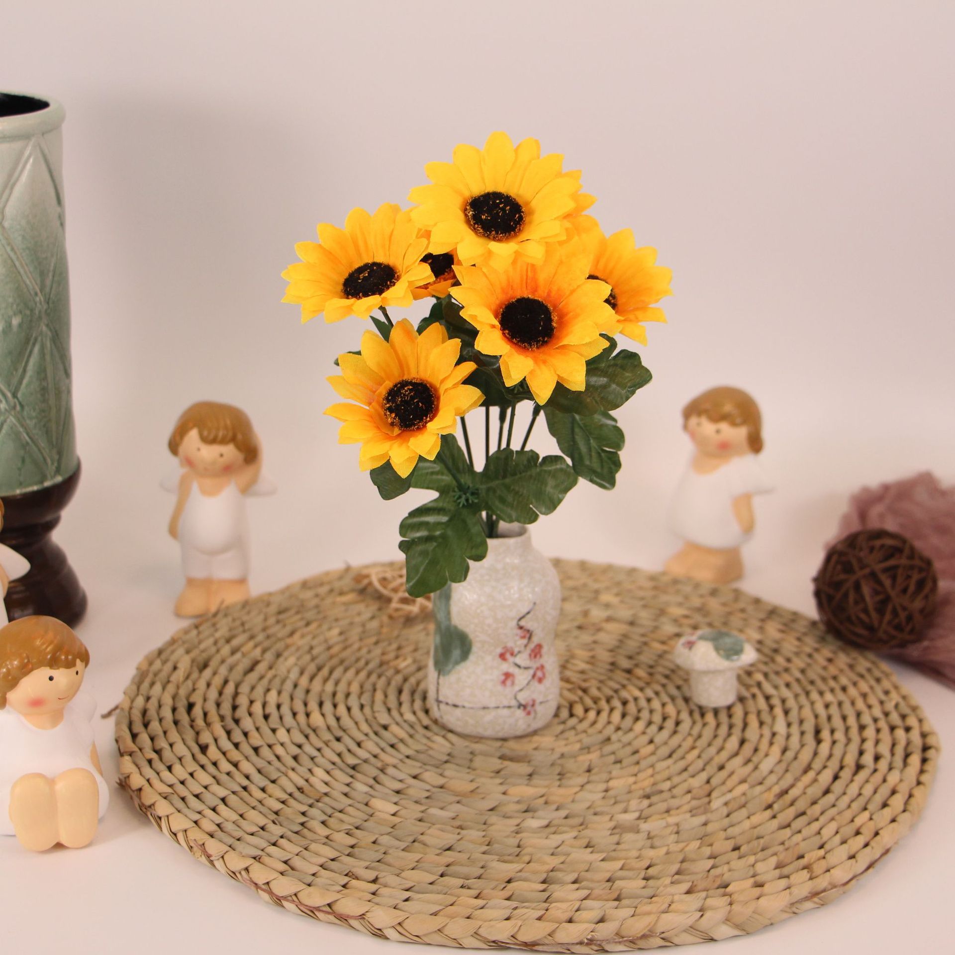 向日葵假花單枝大花頭家居客廳裝飾花人造太陽花婚慶舞蹈道具假花