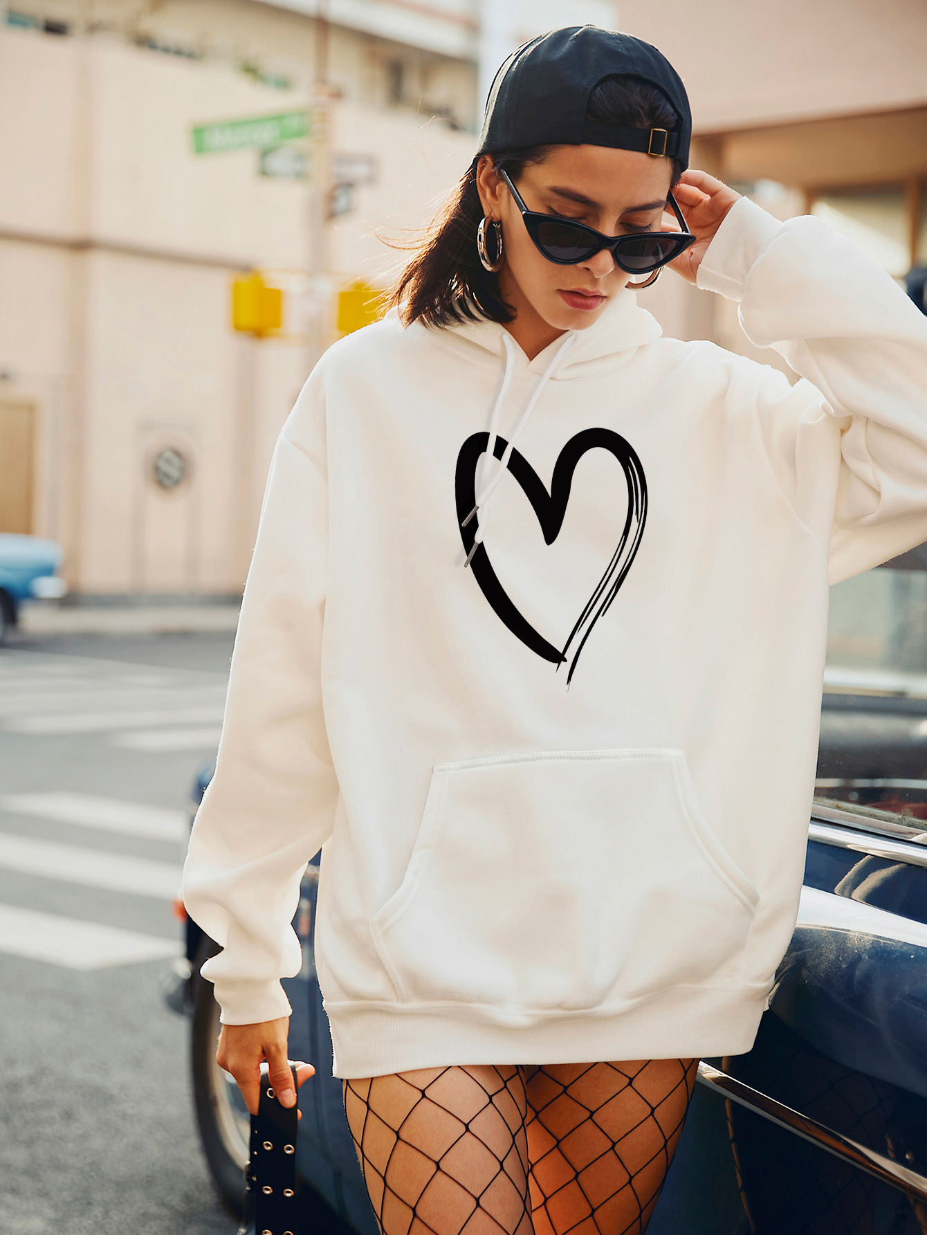 print loose large size hooded sweater women NSSN2259
