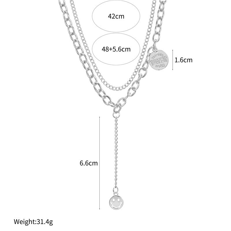 Smiling Face Multi-layer Hip-hop Necklace display picture 1