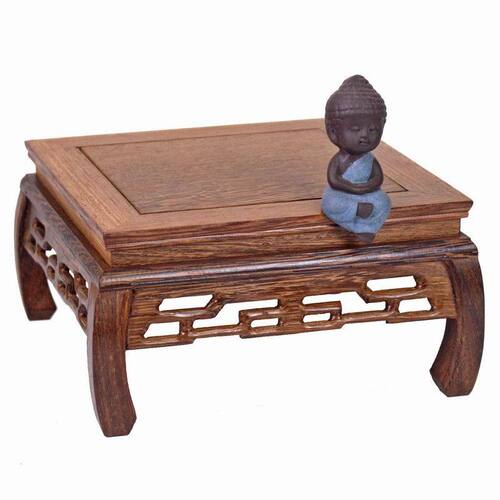 Solid wood ornament base chicken wing wood curved feet square purple clay pot rare jade stone flower bonsai wooden base base