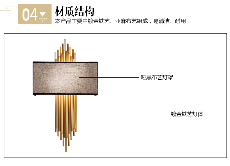 Schwarz Gold Wandleuchte LED Designer Wandleuchte Schlafzimmer Hotel Korridor Dekoration Treppe Bett Seitenleuchte Einfache Wandleuchte Licht – Detail 19