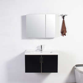 现代简约时尚浴室柜组合挂墙式洗漱台陶瓷盆卫生间洗脸台洗手台