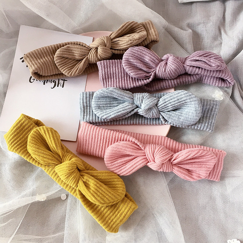 Cloth Material Fashion Solid Color Bow Knot Cloth Hair Band 1 Piece