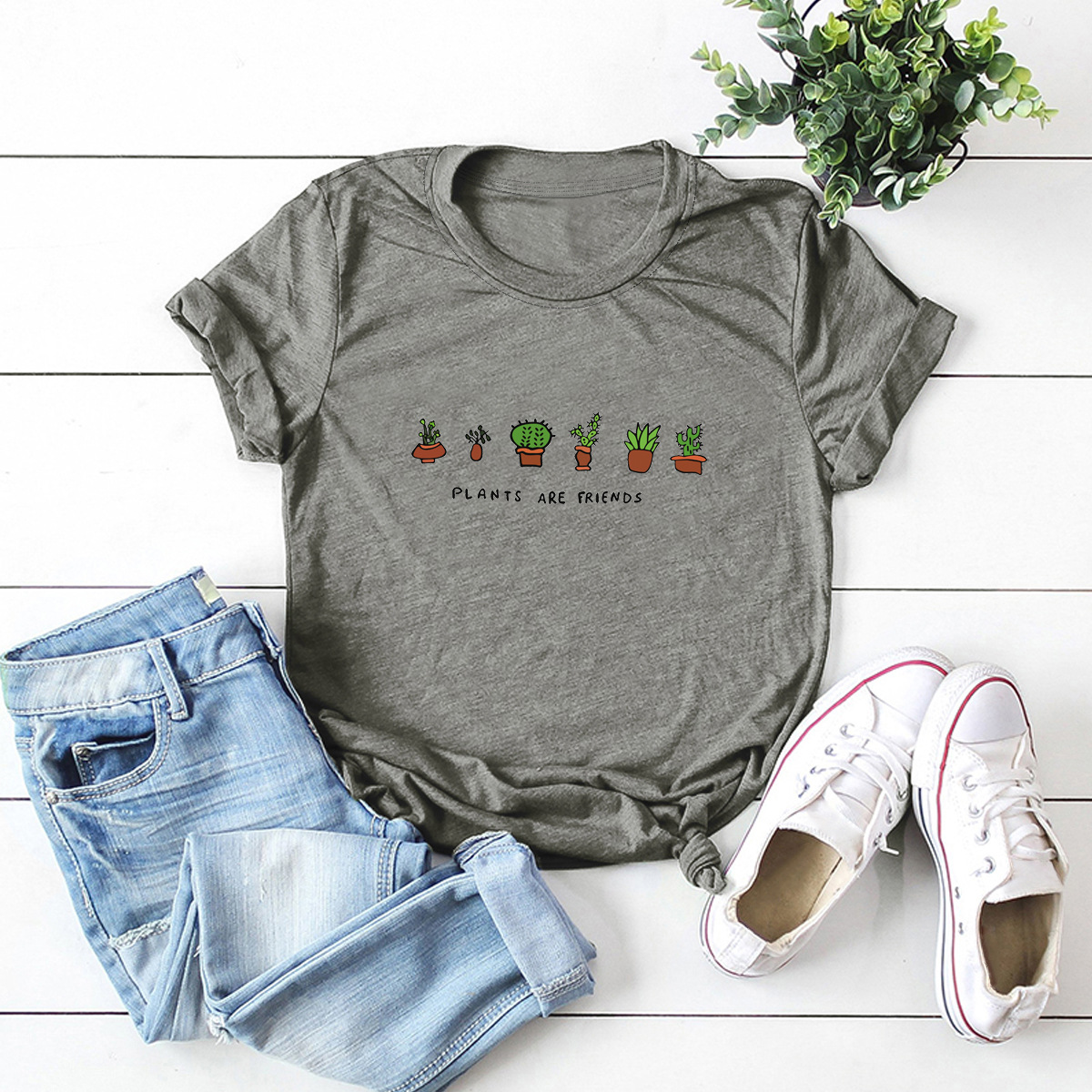 pure cotton print short-sleeved T-shirt NSSN21198