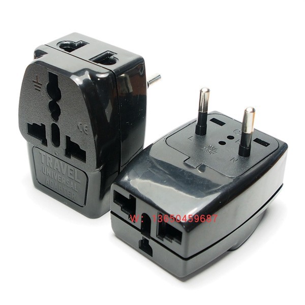 欧规包胶脚转换插头 欧标一转三多功能转换插座 苏联转换插头通用