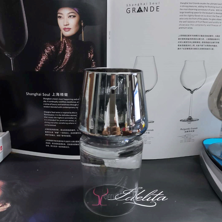 Galvanizado copa de vino negro gris ahumado copa de vino europeo banquete occidental champán cristal copa de vino