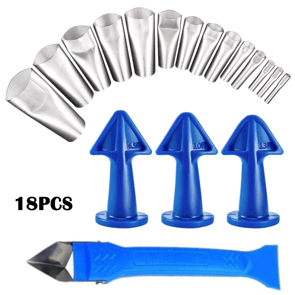 跨境专供18件套美缝工具玻璃胶去除铲刀密封胶填缝喷嘴涂抹器修整