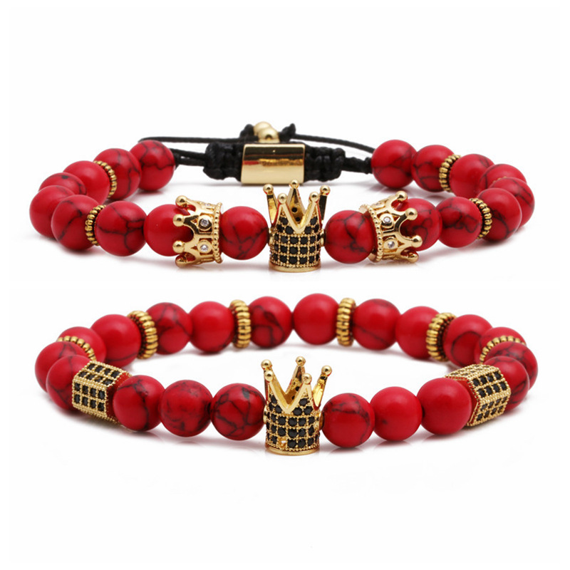 Pulsera Con Cuentas De Piedra Volcánica Roja Turquesa display picture 15