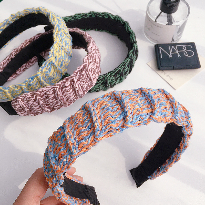 Korean  Color Matching New Wool  Handmade Headband display picture 3