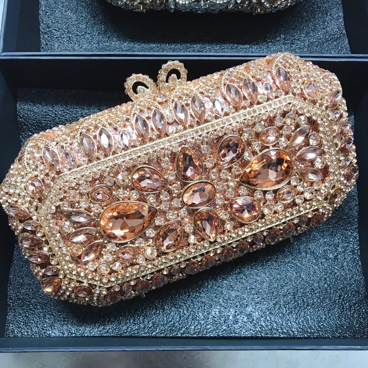 Túi clutch dạ tiệc hình vuông đính đá rhinestone phong cách Âu Mỹ — Màu Xanh Cỏ chi tiết 14