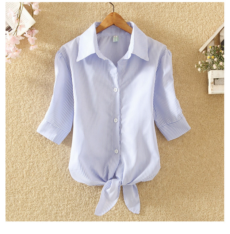 Women's Blouse Short Sleeve Blouses Simple Style Stripe Solid Color display picture 2
