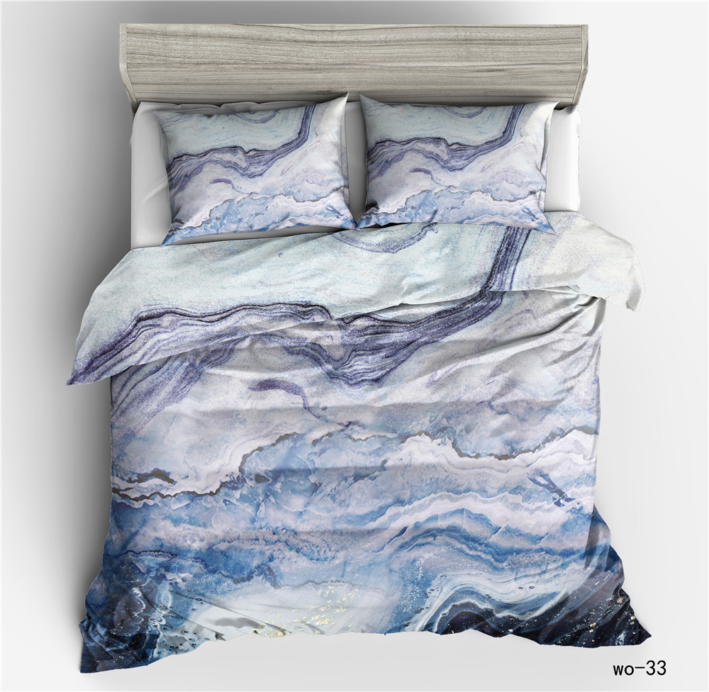 Housse de couette numérique en marbre moiré et taie d'oreiller pour la maison, housse de couette trois pièces, textile transfrontalier personnalisé Vio_voghion.com