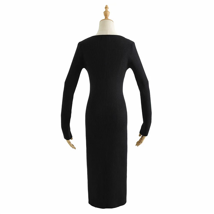 sexy long-sleeved high slit dress NSLD11473