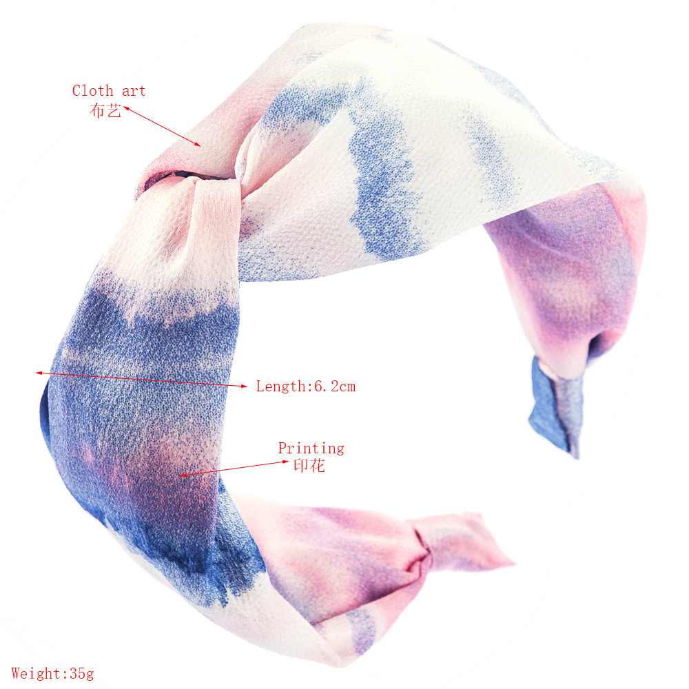 Korean Wide Edge Color Printing Starry Pattern Knotted Headband Female Simple Wild Fashion Headband display picture 1