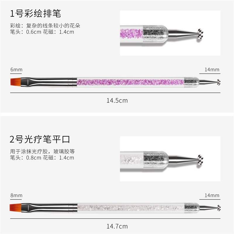 Herramientas de manicura especiales transfronterizas pluma de pintura de doble cabeza ciruela flor imán tallado dibujo pluma patrón flor pluma magnética pluma de fototerapia