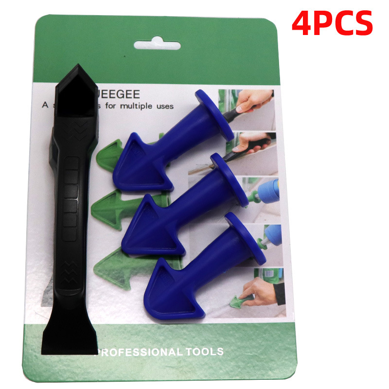 跨境塑料尖嘴铲胶器套装多角度刮板清除残胶美缝喷嘴四件套吸塑蓝