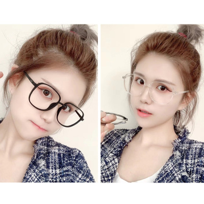 新款韩版方形超轻TR90防蓝光眼镜网红素颜复古网红大框手机护目镜|ru