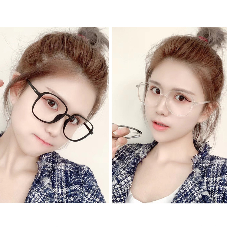 新款韩版方形超轻TR90防蓝光眼镜网红素颜复古网红大框手机护目镜|ru