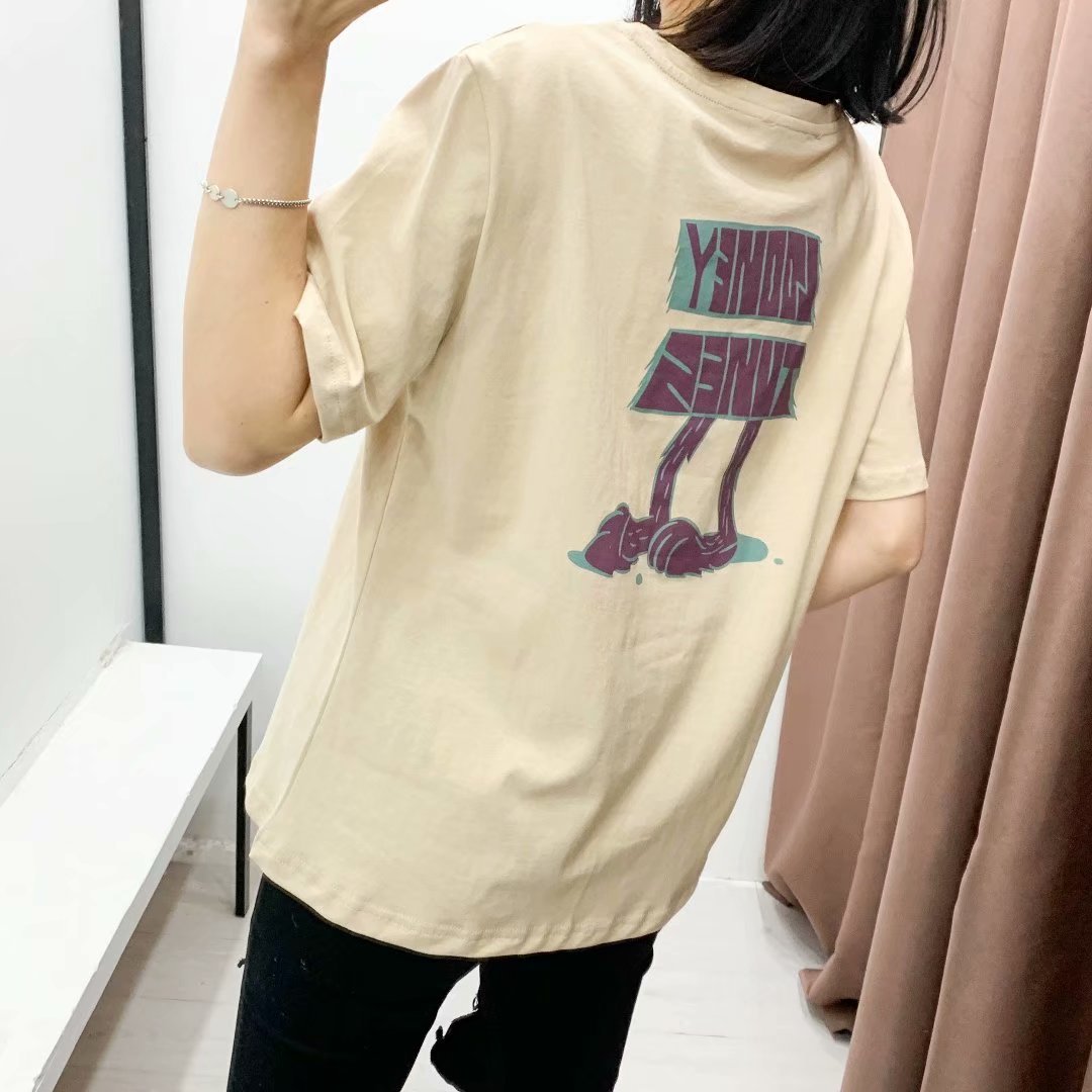 rabbit print slim short-sleeved cotton T-shirt  NSAM6695